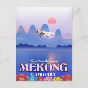 Postal Cartel de vacaciones en el río Mekong Camboya
