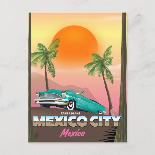 Postal Cartel de vacaciones en la Ciudad de México, Méxic (Anverso)