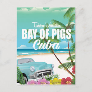 Postal Cartel de vacaciones en la playa Bahía de Cochinos