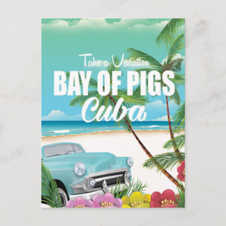 Postal Cartel de vacaciones en la playa Bahía de Cochinos