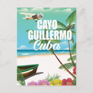 Postal cartel de vacaciones en la playa de Cayo Guillermo