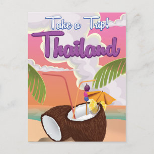 Postal cartel de vacaciones en la playa de Tailandia