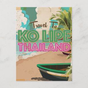 Postal Cartel de vacaciones vintage de Ko Lipe Tailandia