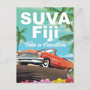 Postal Cartel de vacaciones vintage de Suva, Fiji