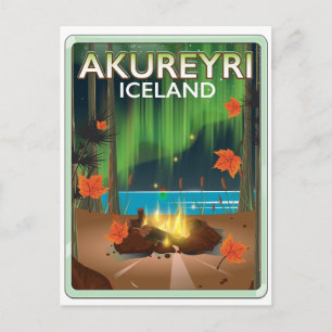 Postal Cartel de viaje a Akureyri Islandia