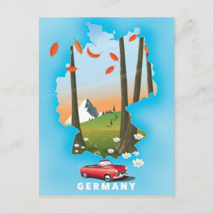 Postal Cartel de viaje a Alemania.