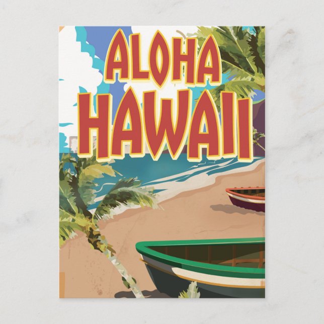 Postal Cartel de viaje a Aloha Hawaii (Anverso)