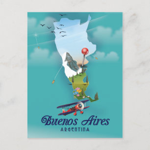 Postal Cartel de viaje a Buenos Aires, Argentina