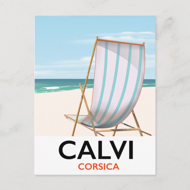 Postal Cartel de viaje a Calvi Córcega (Anverso)