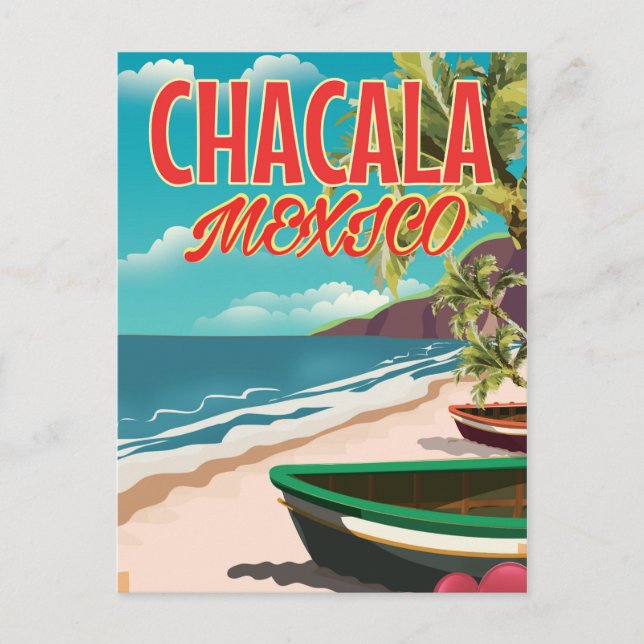 Postal Cartel de viaje a Chacala México (Anverso)