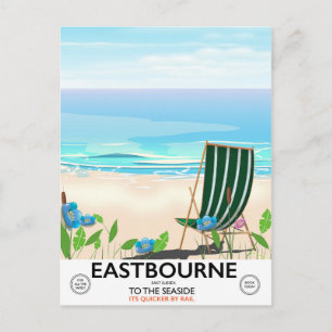 Postal Cartel de viaje a Eastbourne Beach East Sussex
