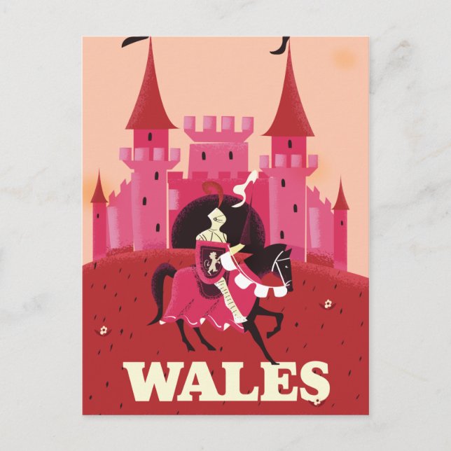 Postal Cartel de viaje a Gales. (Anverso)