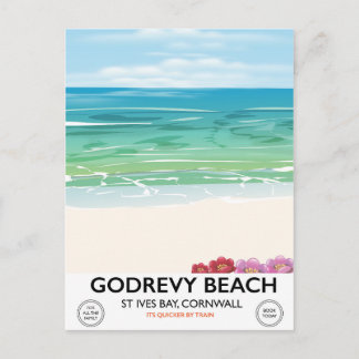 Postal Cartel de viaje a Godrevy Beach St Ives Bay, Cornw