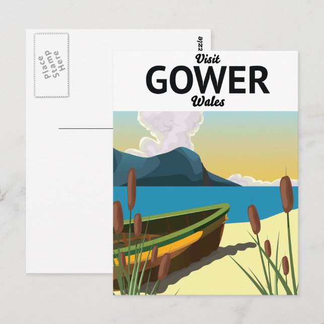 Postal Cartel de viaje a Gower Gales (Anverso / Reverso)
