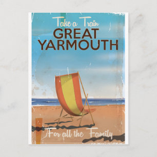 Postal Cartel de viaje a Great Yarmouth en tren.
