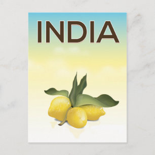 Postal Cartel de viaje a India Limón