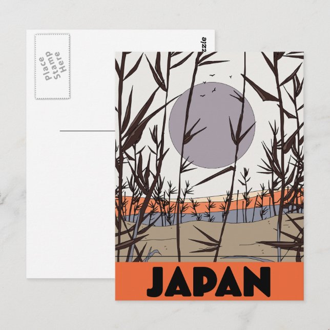 Postal Cartel de viaje a Japón (Anverso / Reverso)