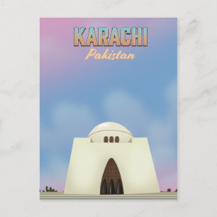 Postal Cartel de viaje a Karachi Pakistán
