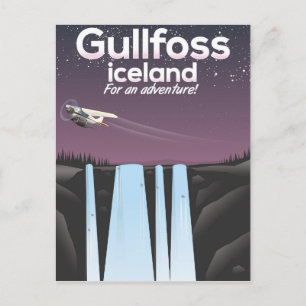 Postal Cartel de viaje a la cascada Gullfoss Islandia