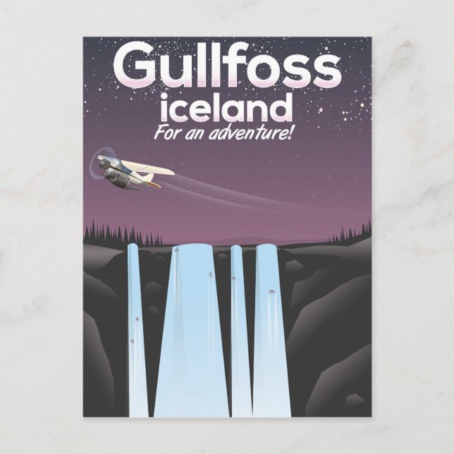Postal Cartel de viaje a la cascada Gullfoss Islandia (Anverso)