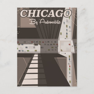 Postal cartel de viaje a la ciudad de Chicago