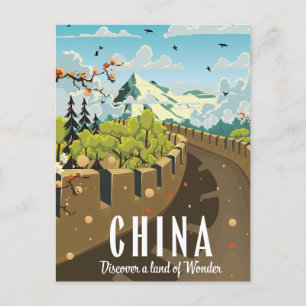 Postal Cartel de viaje a la Gran Muralla de China