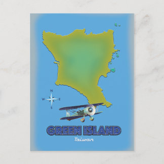 Postal Cartel de viaje a la Isla Verde de Taiwán.