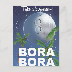 Postal Cartel de viaje a la luna de Bora Bora