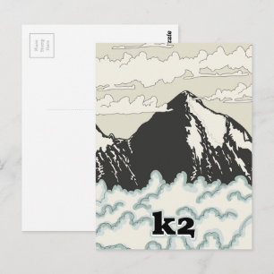 Postal Cartel de viaje a la montaña K2