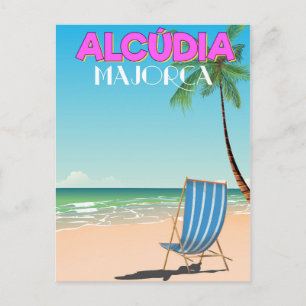 Postal Cartel de viaje a la playa de Alcúdia Mallorca