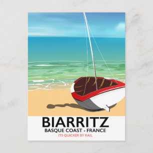 Postal Cartel de viaje a la playa de Biarritz Francia