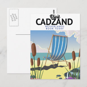 Postal Cartel de viaje a la playa de Cadzand Países Bajos