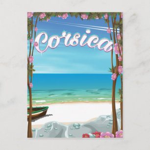 Postal cartel de viaje a la playa de Córcega
