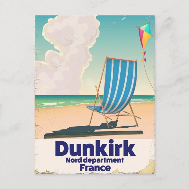Postal Cartel de viaje a la playa de Dunkerque (Anverso)