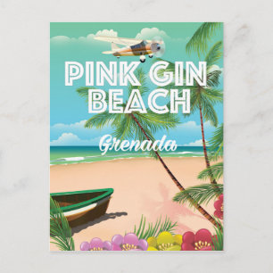 Postal cartel de viaje a la playa de ginebra rosa en Gren