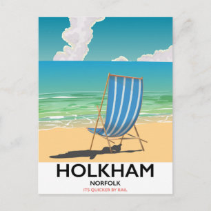 Postal cartel de viaje a la playa de Holkham Norfolk