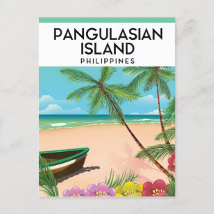 Postal Cartel de viaje a la playa de la isla de Pangulasi