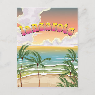 Postal cartel de viaje a la playa de Lanzarote