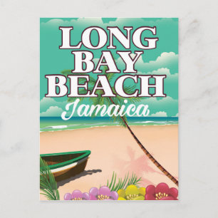 Postal Cartel de viaje a la playa de Long bay Jamaica