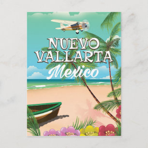 Postal cartel de viaje a la playa de Nuevo Vallarta Méxic