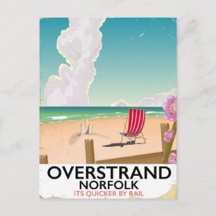 Postal Cartel de viaje a la playa de Overstrand Norfolk