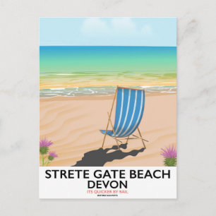 Postal Cartel de viaje a la playa de Strete Gate Devon