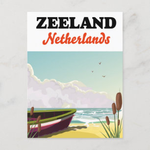 Postal cartel de viaje a la playa de Zelanda Países Bajos