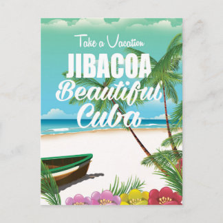 Postal Cartel de viaje a la playa Jibacoa Cuba