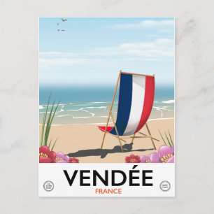 Postal Cartel de viaje a la playa junto al mar en Francia