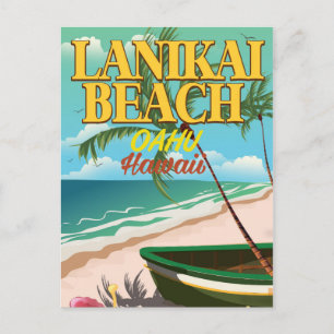Postal cartel de viaje a la playa lanikai Hawaii