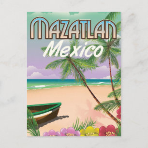 Postal Cartel de viaje a la playa Mazatlán México