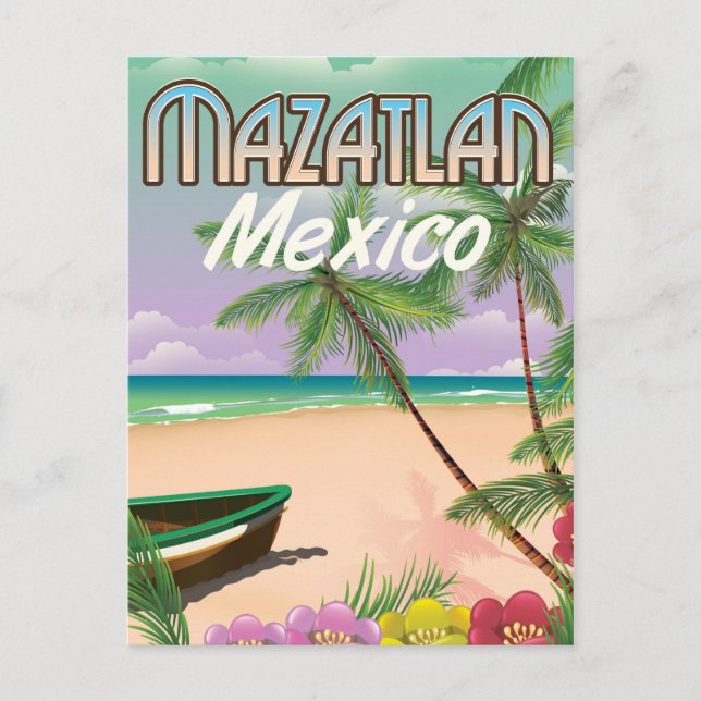 Postal Cartel de viaje a la playa Mazatlán México (Anverso)