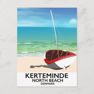 Postal Cartel de viaje a la playa norte de Kerteminde Din