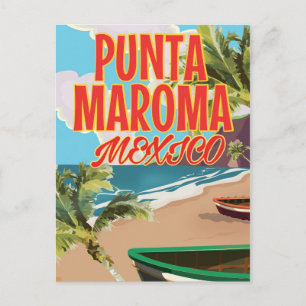 Postal Cartel de viaje a la playa Punta Maroma México